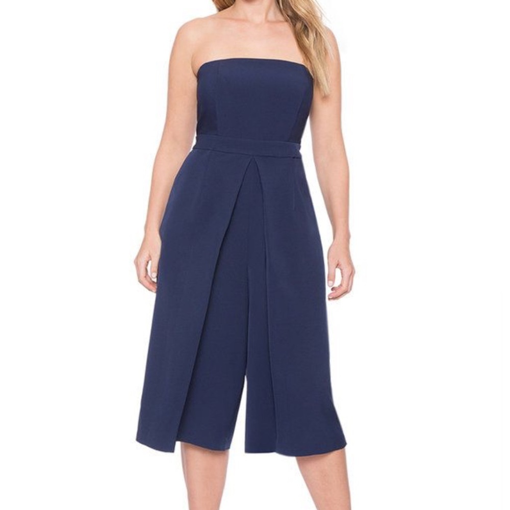 Eloquii strapless jumpsuit size 16 navy blue wide leg
